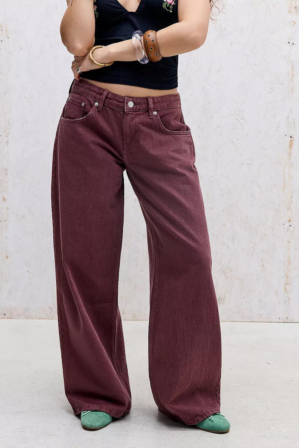 Burgundy Wide-Leg Jeans