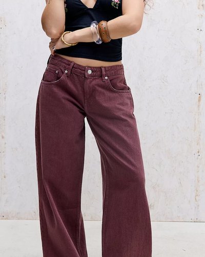 Burgundy Wide-Leg Jeans