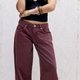 Burgundy Wide-Leg Jeans