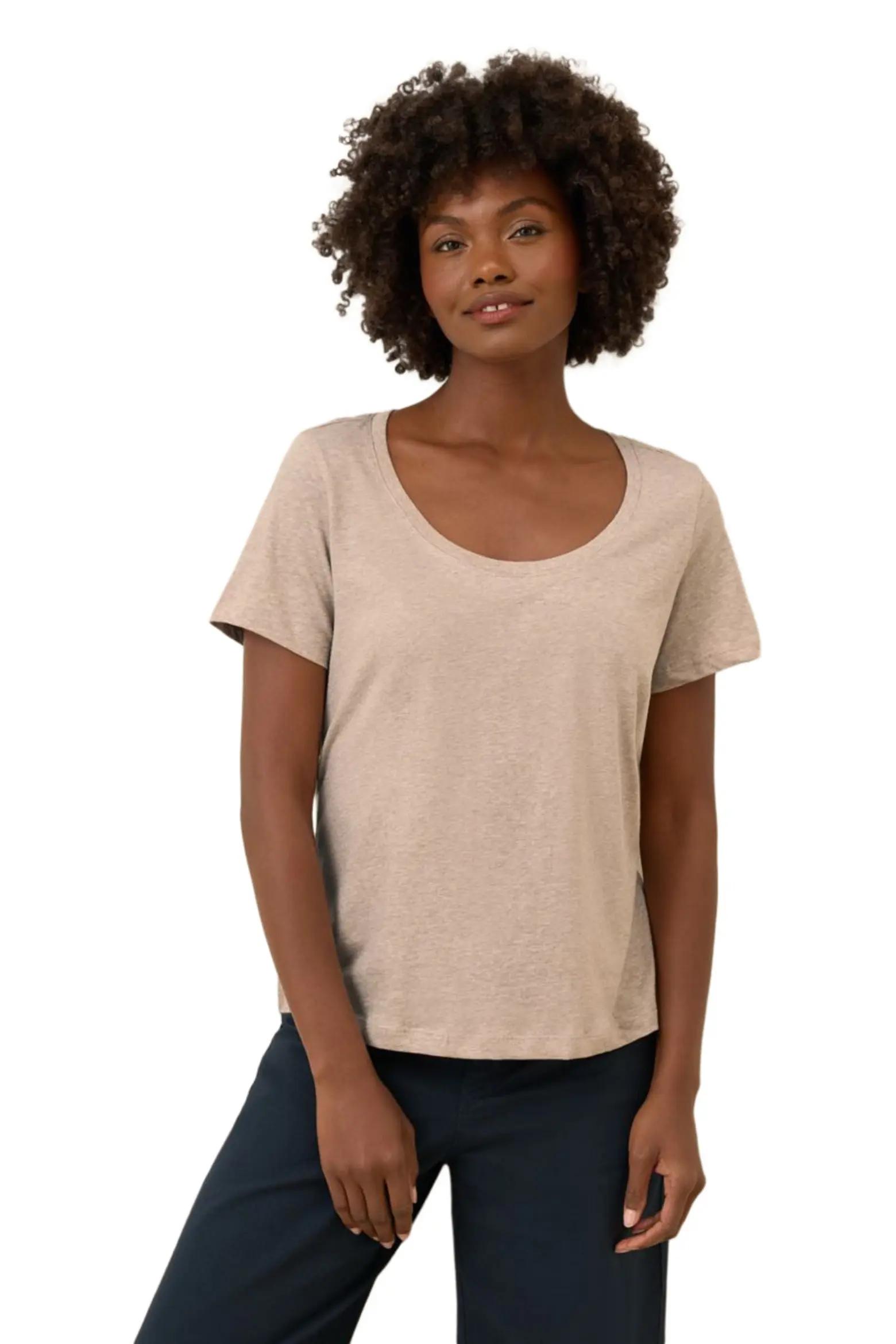 Oatmeal Scoop-Neck Tee