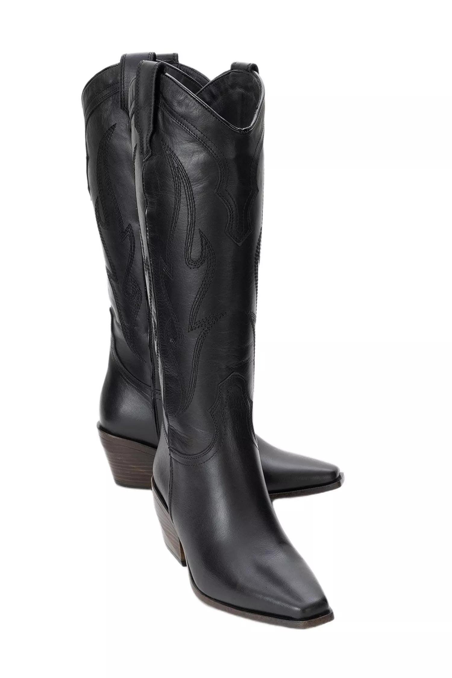 Black Western Knee-High Boots
