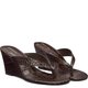 Brown Croc Wedge Flip-Flops