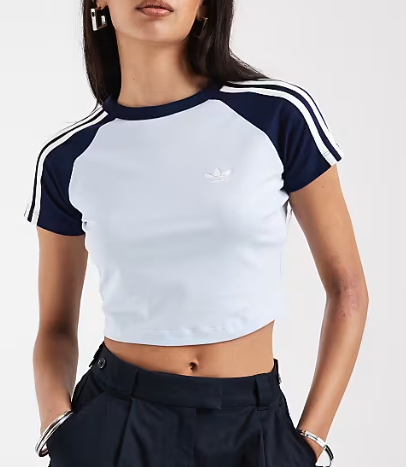 Blue Raglan Crop Tee