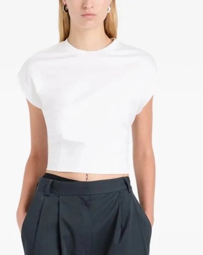 Weißes kastiges Crop-Top