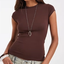 Brown Cap-Sleeve Tee