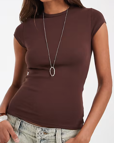 Brown Cap-Sleeve Tee