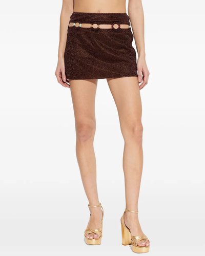 Brown Cutout Mini Skirt