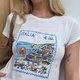 Weißes Italia Grafik-Crop-Shirt