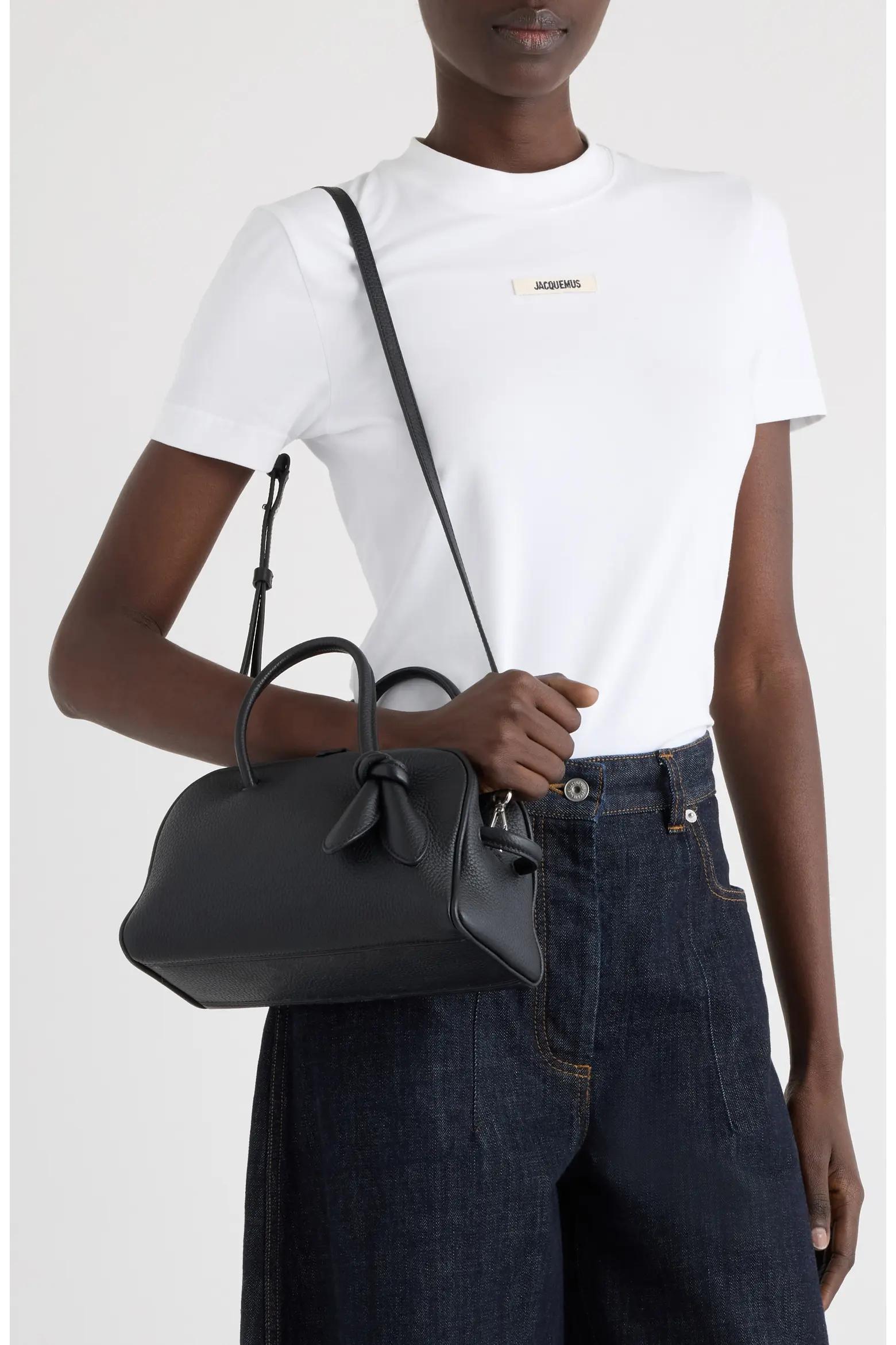 Black Leather Bowler Bag