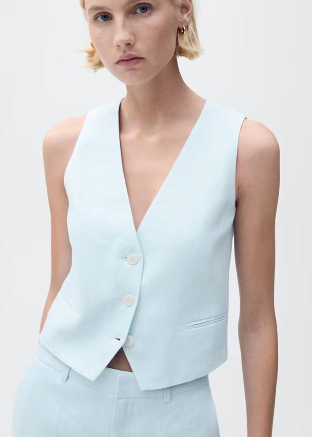 Light Blue Tailored Waistcoat Top