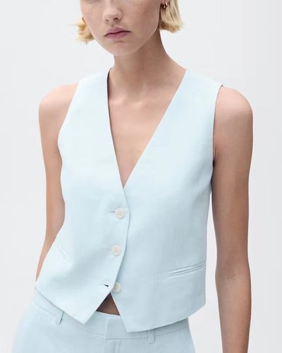 Light Blue Tailored Waistcoat Top