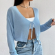 Light Blue Tie-Front Cardigan
