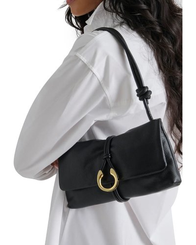 Black Knotted Leather Shoulder Bag