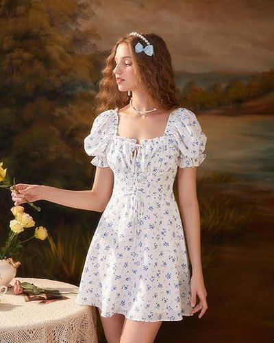 White Floral Mini Dress