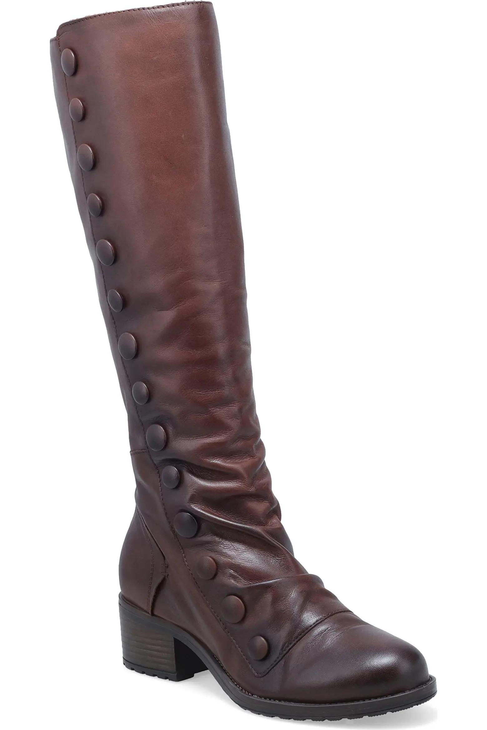 Brown Button Knee-High Boots