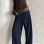 Navy Wide-Leg Trousers