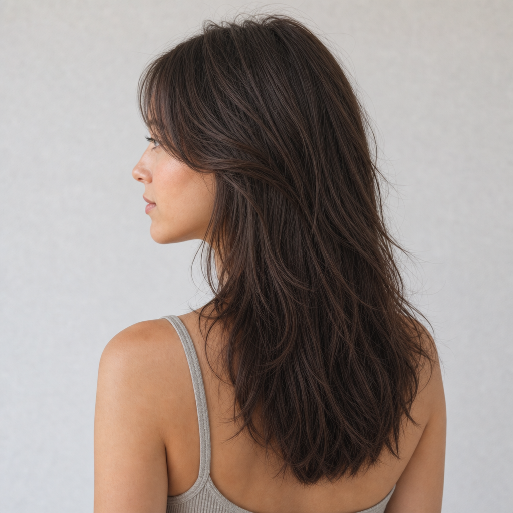 Long Wavy Layers with Bangs angle 2