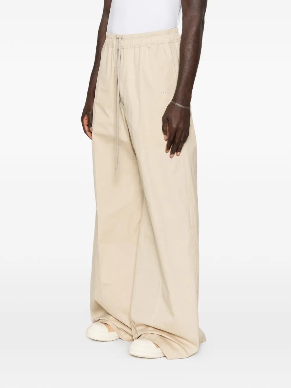 Beige Wide-Leg Track Pants
