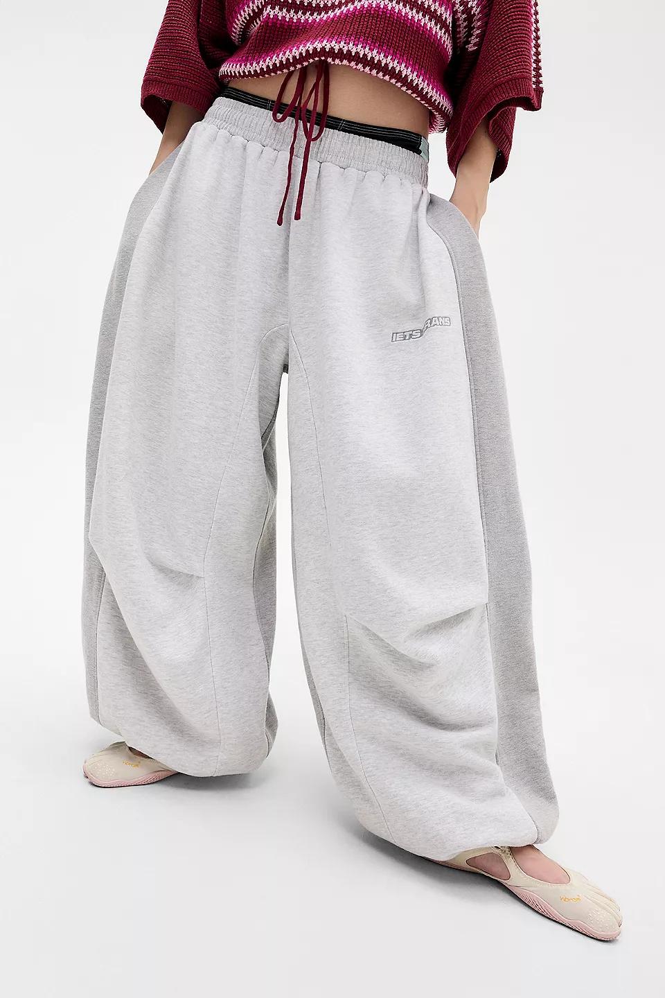 Grey Oversized Wide-Leg Sweatpants
