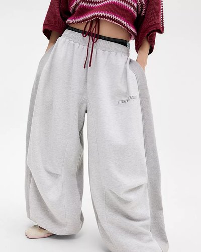Graue Oversize-Jogginghose