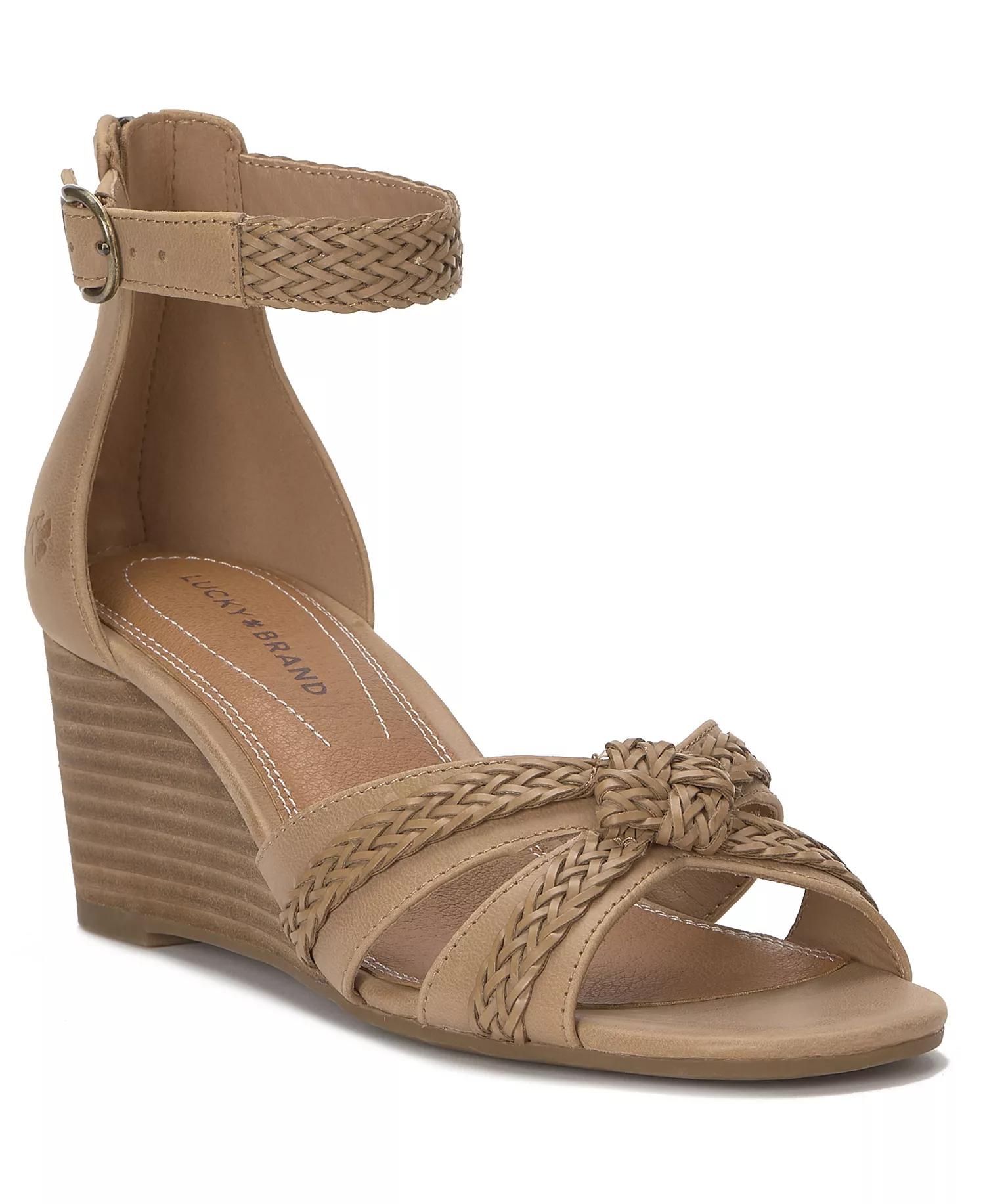 Tan Woven Wedge Sandals