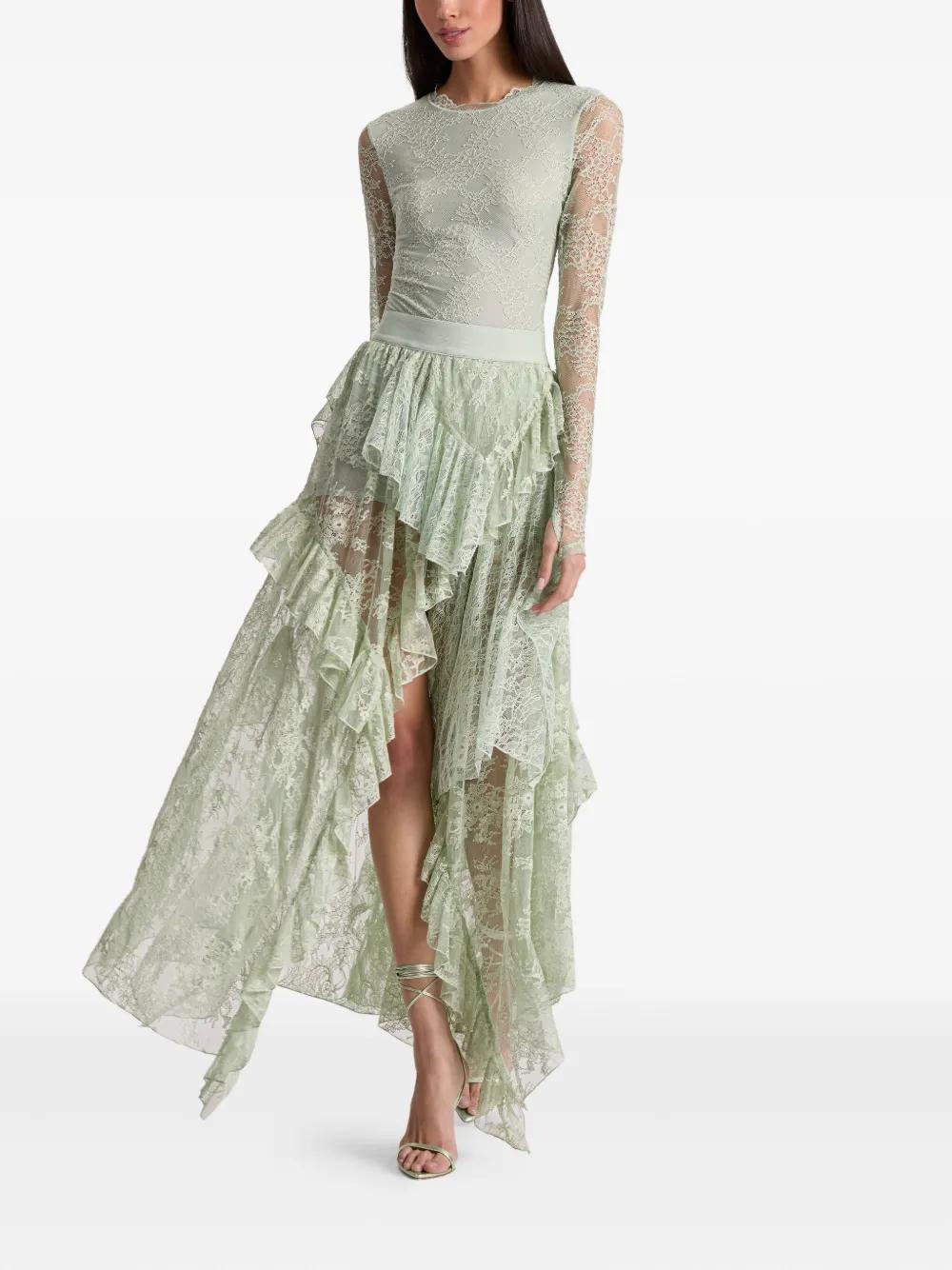 Sage Lace Ruffle Maxi Skirt