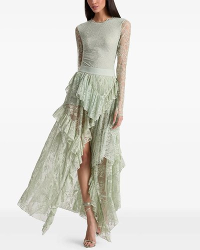 Sage Lace Ruffle Maxi Skirt