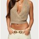 Beige Metallic Halter Top