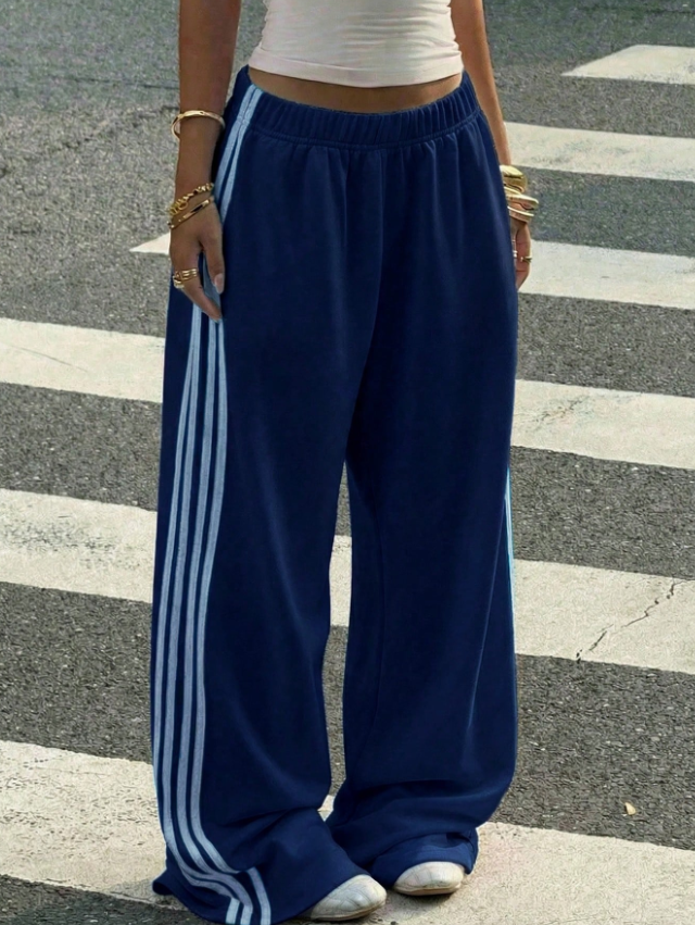 Blue Wide-Leg Track Pants