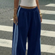 Blue Wide-Leg Track Pants