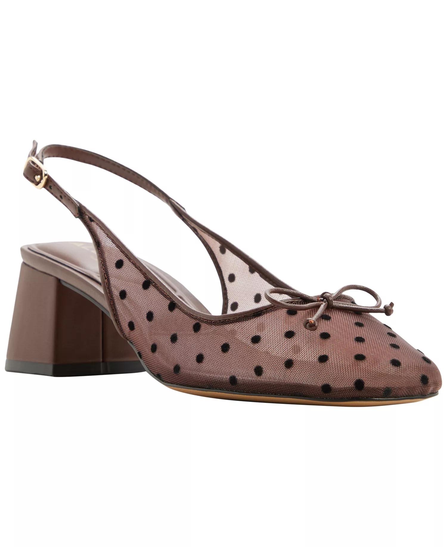 Polka-Dot Mesh Slingback Heels