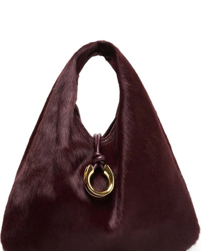 Burgundy Faux-Fur Shoulder Bag
