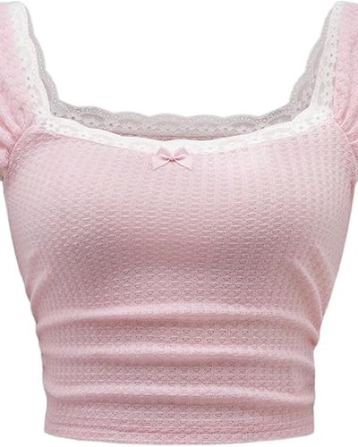 Pale Pink Puff-Sleeve Top