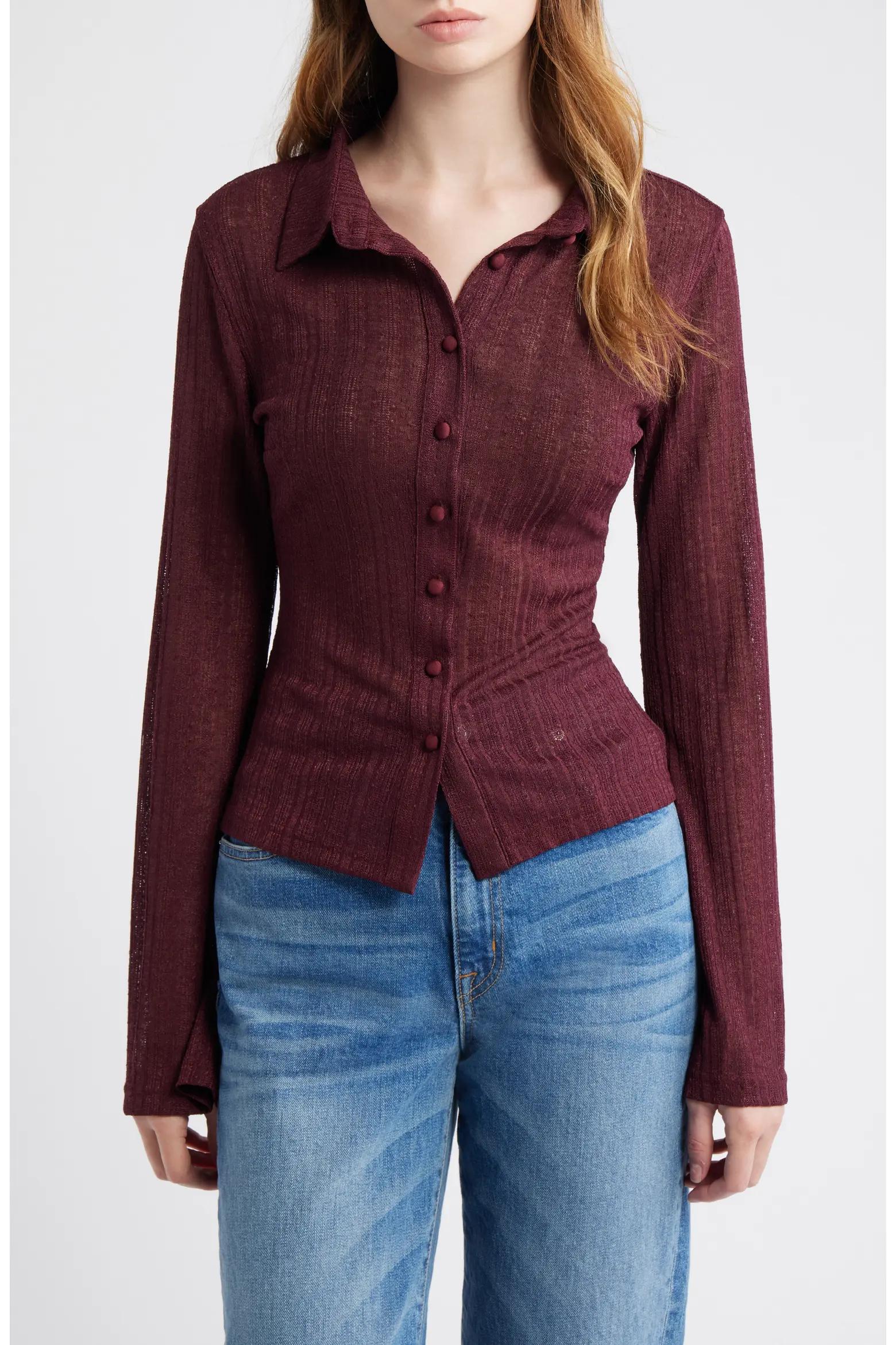Burgundy Fitted Shirt