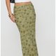 Olive Floral Bias-Cut Maxi Skirt