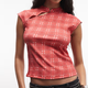 Red Plaid Fitted Top