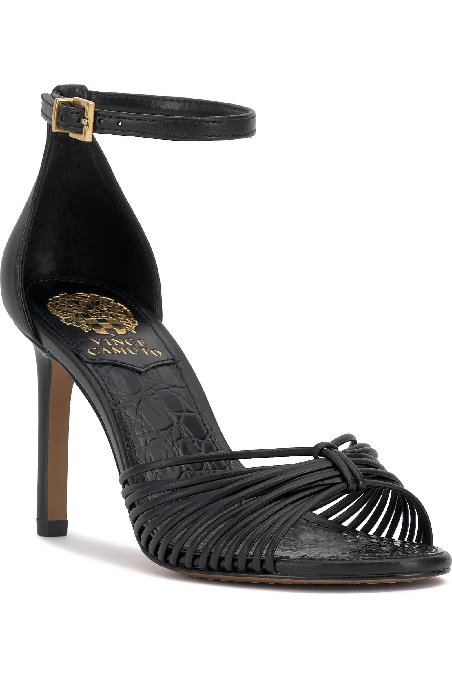 Black Knotted Strappy Stilettos