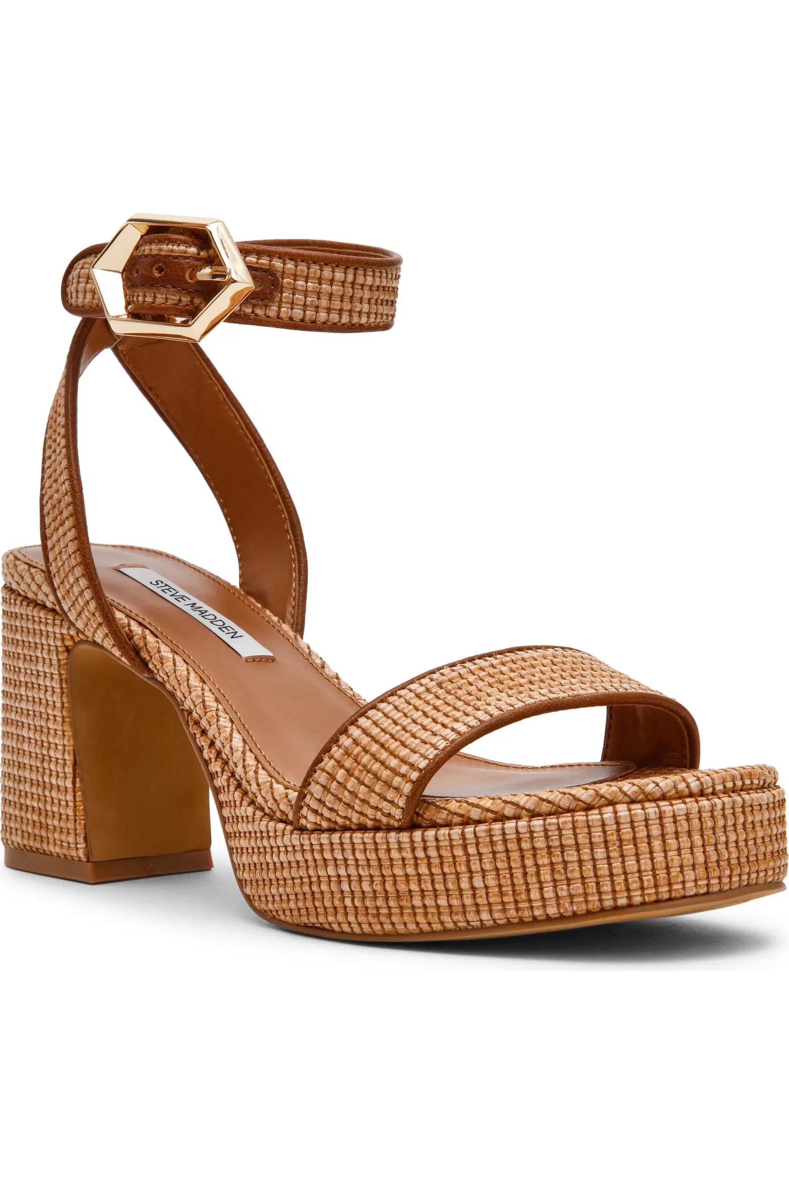 Raffia Platform Heeled Sandals