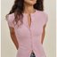 Pink Ribbed Short-Sleeve Knit Top