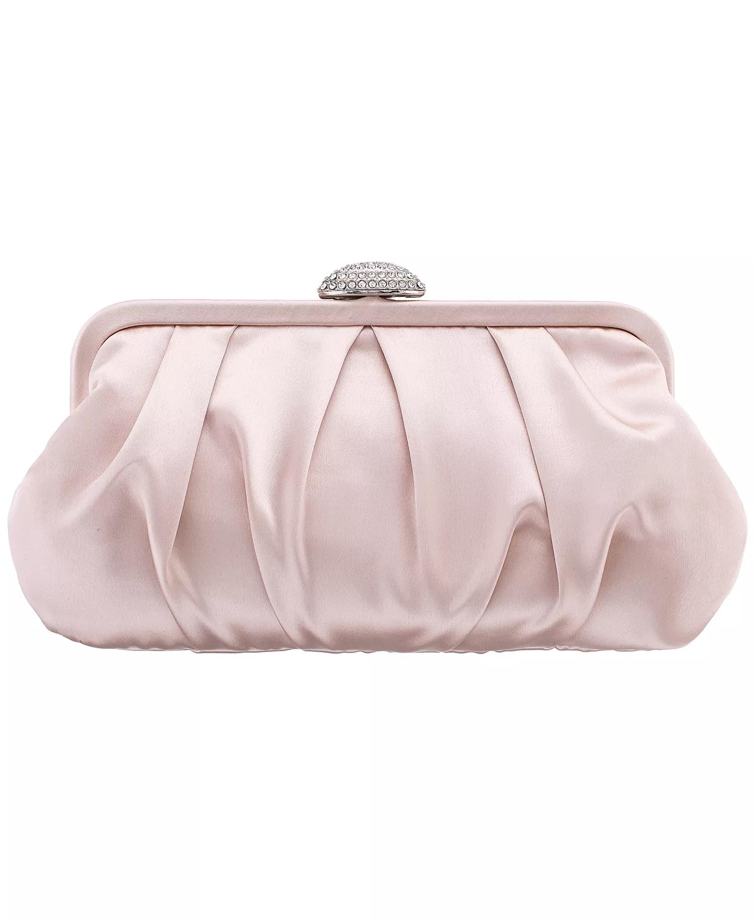 Blush Pink Pleated Satin Clutch