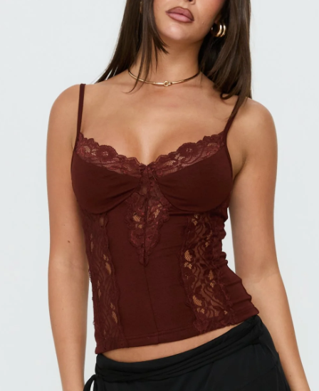 Burgundy Lace Bustier Cami