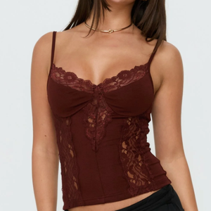 Burgundy Lace Bustier Cami