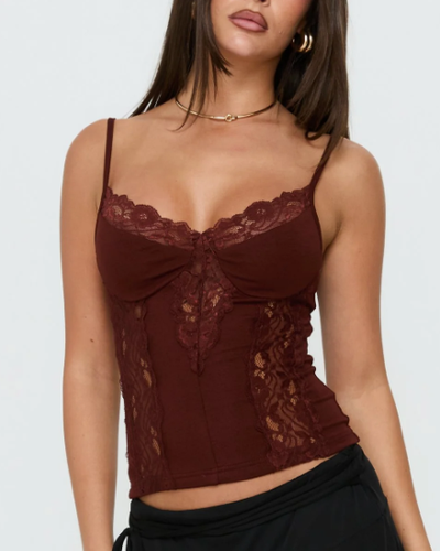Burgundy Lace Bustier Cami