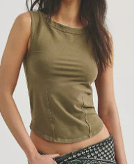 Olive Ribbed Crop Tank