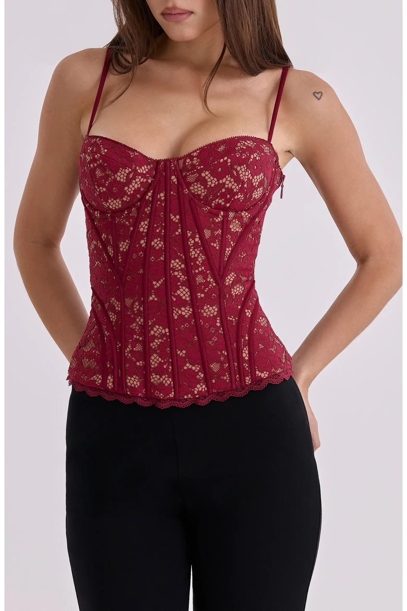Burgundy Corset Top