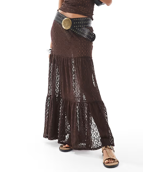 Brown Lace Maxi Skirt