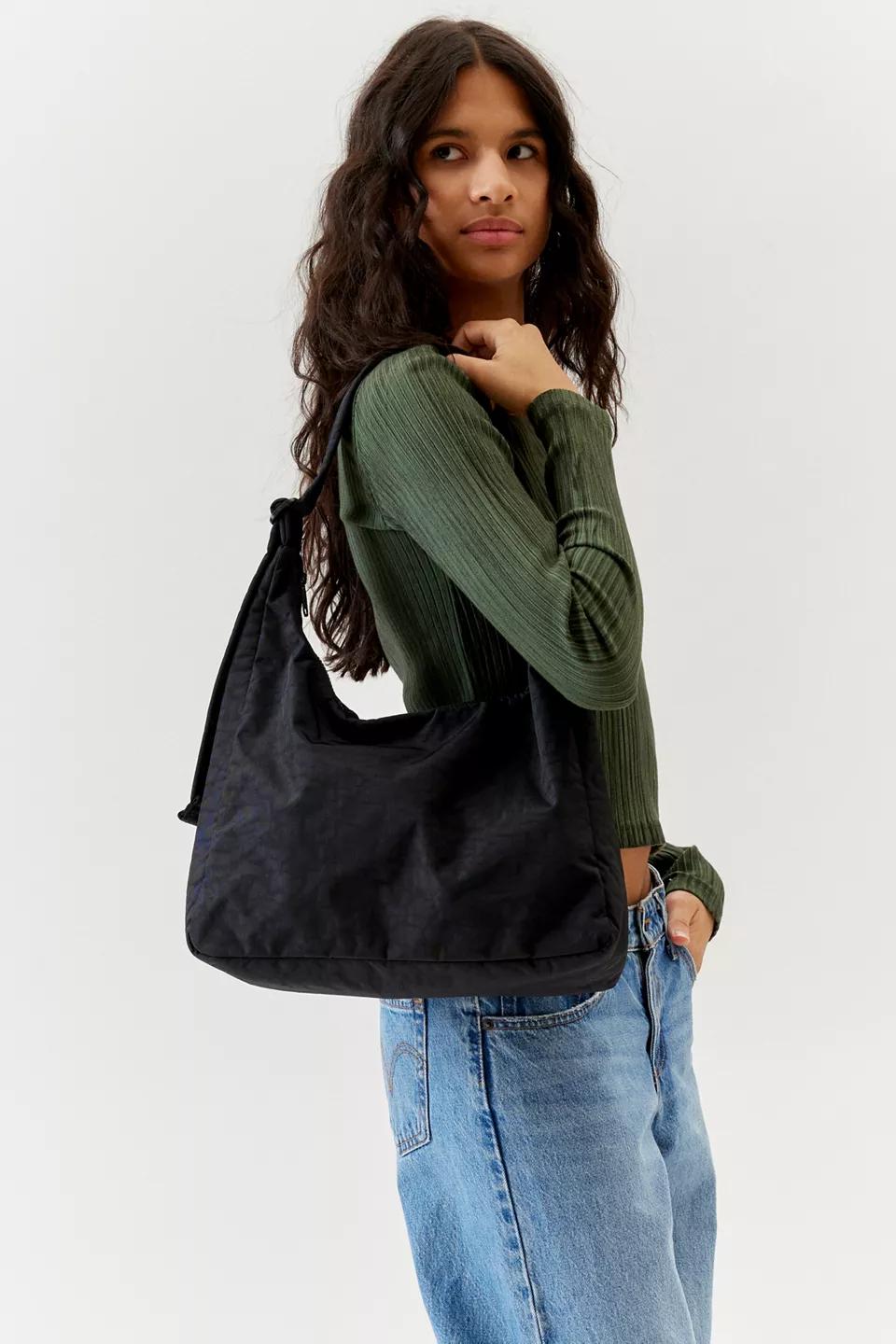Black Nylon Shoulder Tote