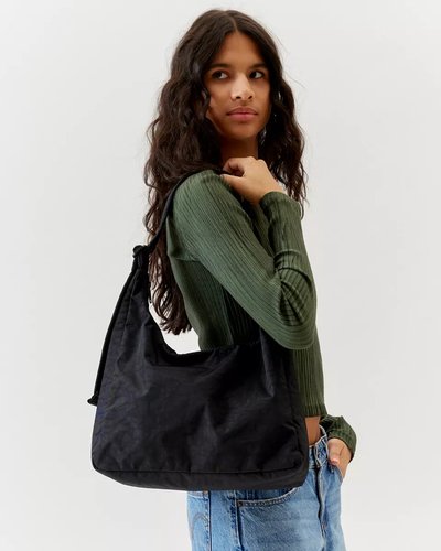 Black Nylon Shoulder Tote
