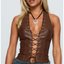 Brown Lace-Up Corset Top
