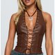 Brown Lace-Up Corset Top